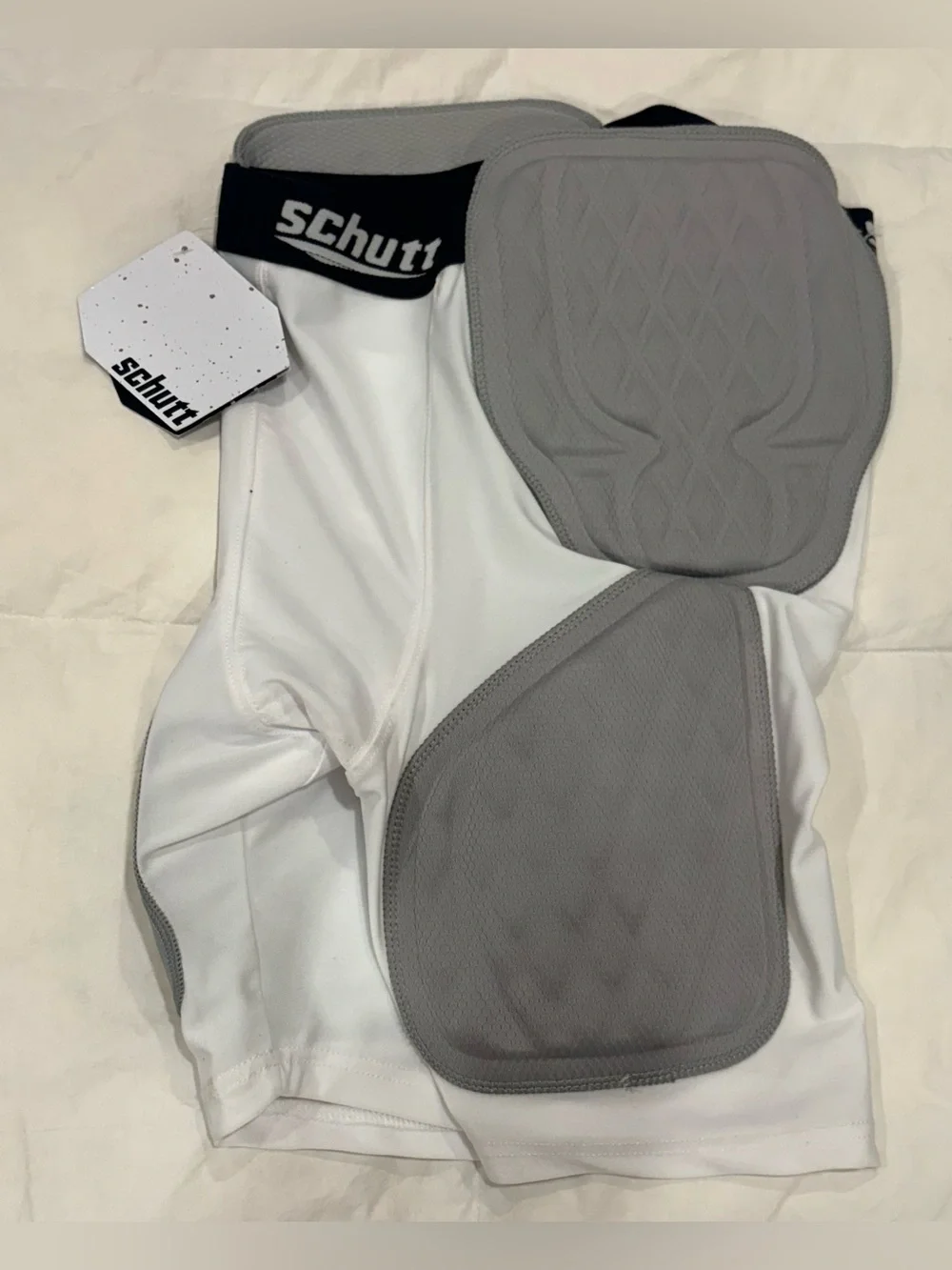 Schutt Men's White Compression Boxer Briefs with Gray Protective Pads
